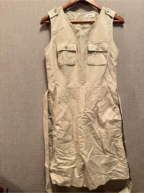 Calvin Klein Beige Khaki Midi Dress with pockets